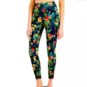 Ideology Women's Tropical Side-Pocket 7/8 Leggings in Tropic Black